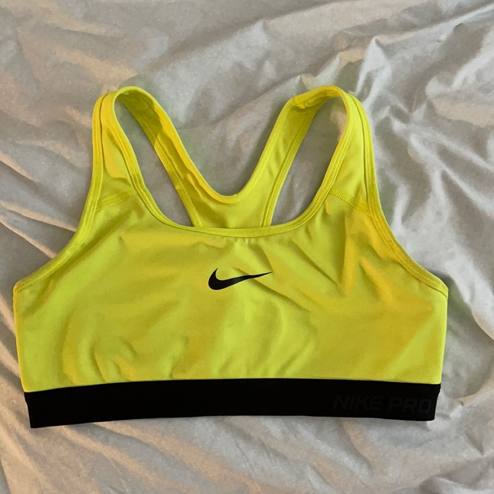 Nike neon yellow sports bra